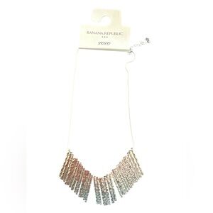 Banana Republic XOXO Women's Fringe Bar Necklace Silver Tone NWT